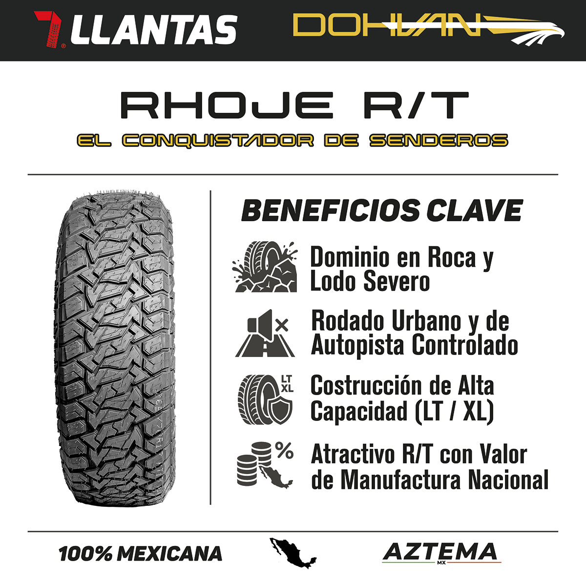 Llanta LT 33x12.5 R20 114Q Dohvan RHOJE R/T