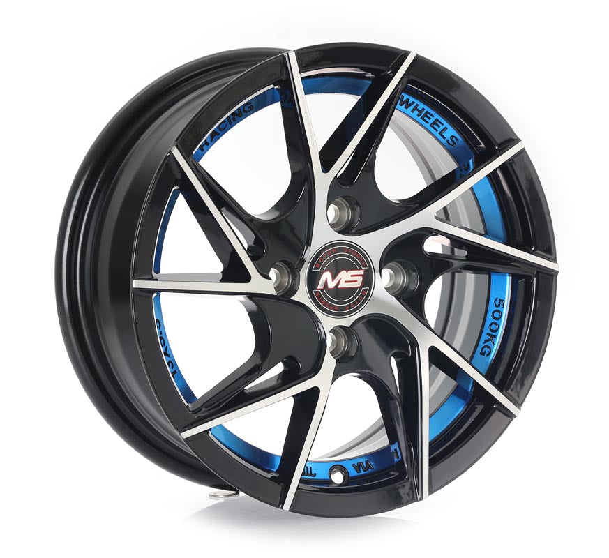 Rin 13 5.5 4X100 Ms 1430 BLACK MACHINE FACE+INNER BLUE LINE ET30 CB67.1